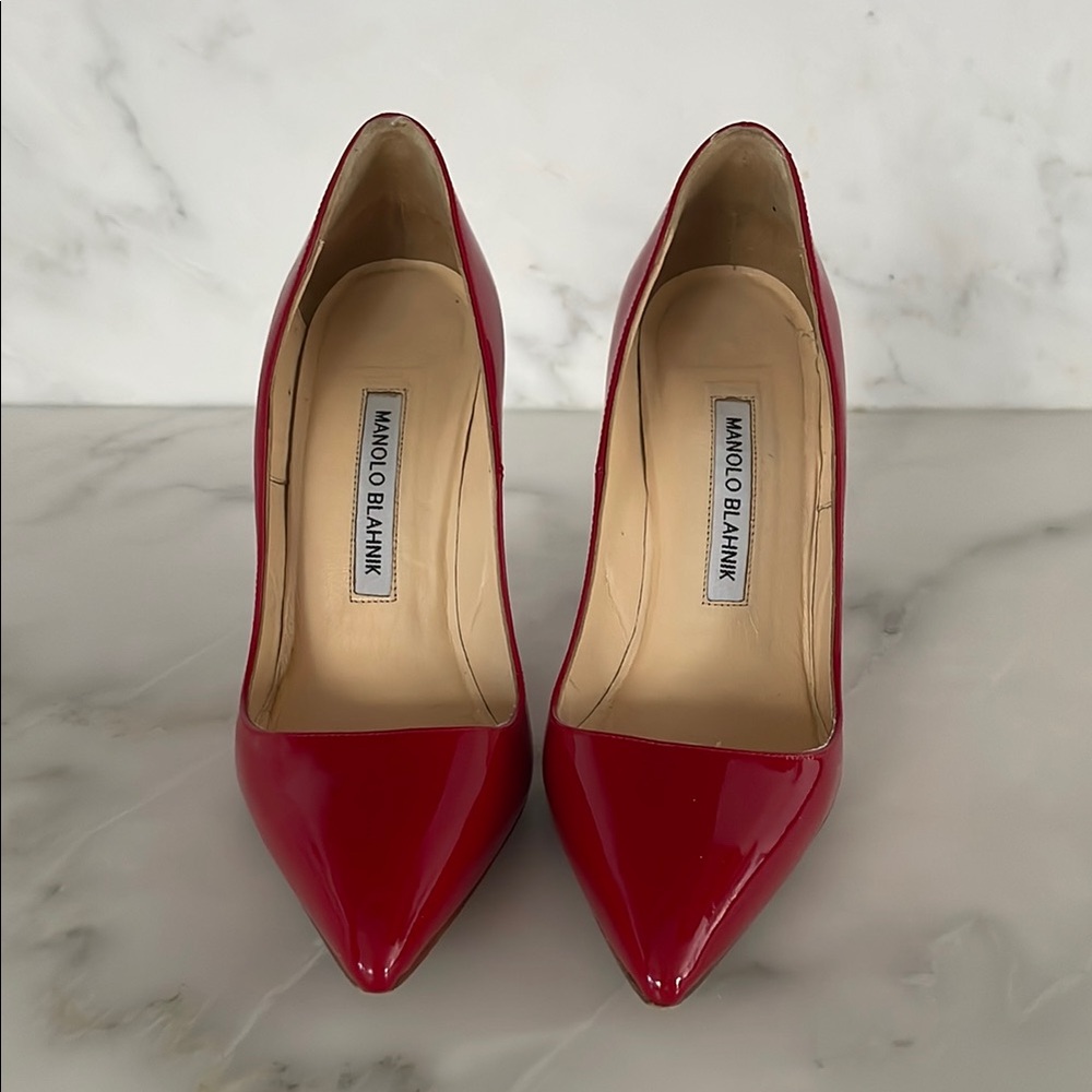 Manolo Blahnik Red Patent Leather Heels